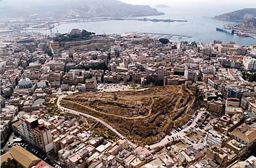 Vista a&eacute;rea del Cerro del Molinete (Cartagena)