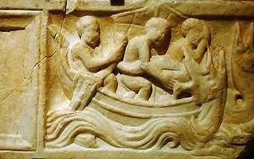 Detalle de un sarc&oacute;fago paleocristiano procedente de El Monastil